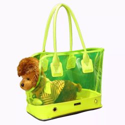 Сумка для тварин прозора жовта-неон l 43х23х32 см 