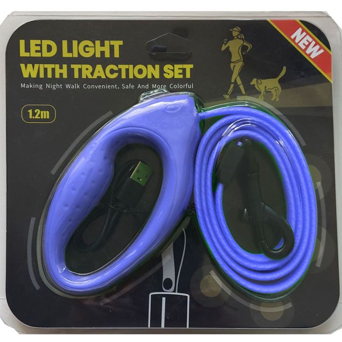 Повідець плоский світловий 1,2 м CTY-018 Синій