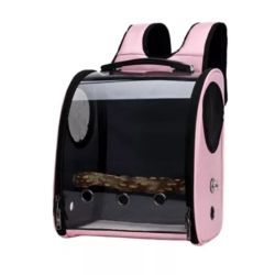 Рюкзак-переноска прозорий для перенесення тварин, шкіра, 32х41х28см Розовый