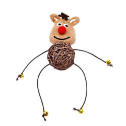 Мяч плетений Олень коричневий з дзвіночком, 5 см 