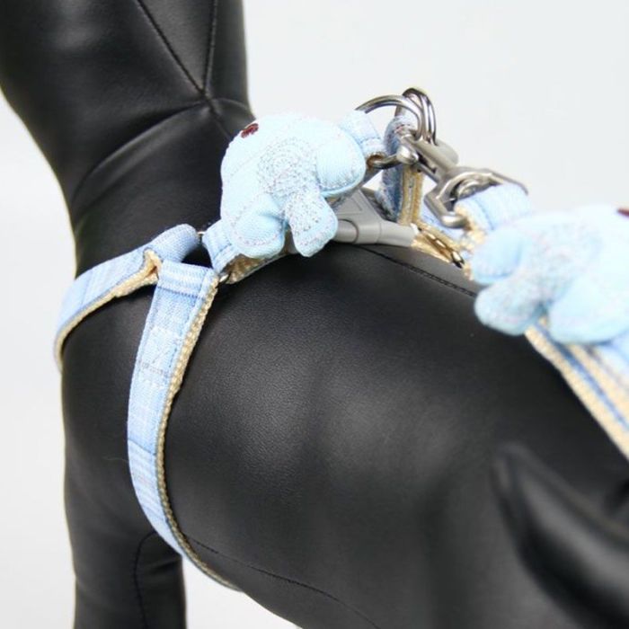 Шлея з повідцем рибка 1,5 х120 см клітинка Бежевий