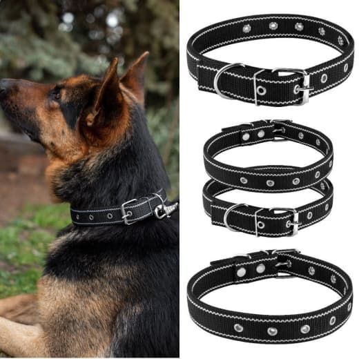 Нашийник для собак, подвійний капрон, чорний 43-79 см