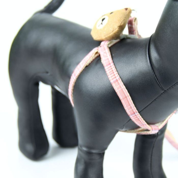 Комплект Собачки, шлея з повідцем для цуценят і дрібних собак червоно-рожева Обєм грудей 24-38 см