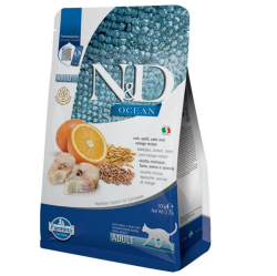 Сухий корм Farmina ND Low Grain Ocean Adult для дорослих котів, з тріскою та апельсином, 300 г   Фарміна кет сух ND Low Grain Ocean ADULT з тріскою та апельсином 300 gr 36773