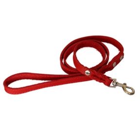 Повідець шкіра + заплетений червоний 16 мм