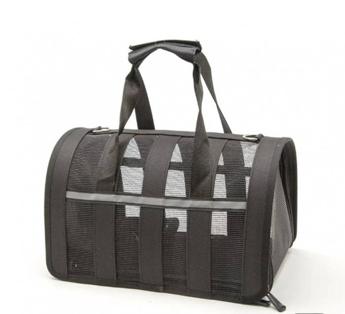 Сумка-переноска для тварин з сіткою 34х22х20 см S Чорна
