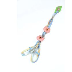 Шлея з повідцем рибка 1,0 х120 см клітинка Блакитний