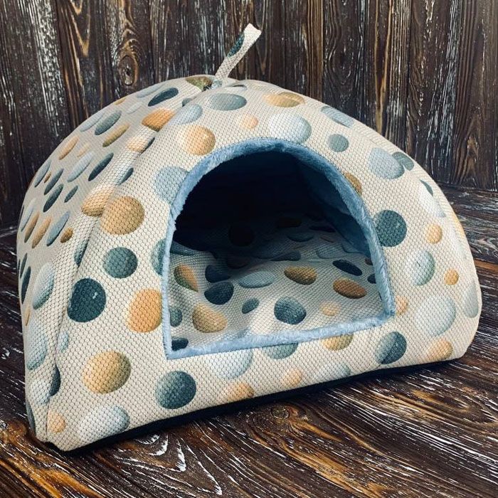 Юрта будиночок для тварин горох сірий 36х39х39см