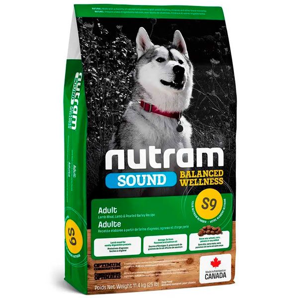 Nutram Sound Adult Lamb S9 Холістік корм для собак з ягням і ячменем 