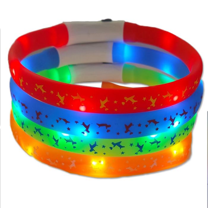 Нашийник Собачка L 70 см силіконовий широкий миготливий CTY-014-1 Синій