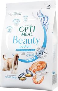 Акція-30 Optimeal Beauty Podium з морепродуктами сухий корм для собак вовна та догляд за зубами 1.5 кг 