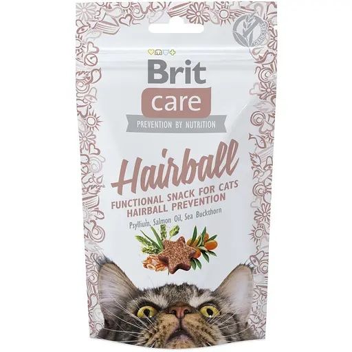 Ласощі Brit Care Hairball для котів для запобігання утворенню грудочок вовни з качкою 50 гр. 