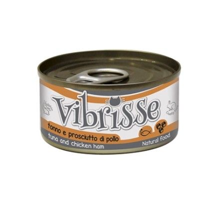 Консерва Vibrisse з тунцем та курячою шинкою для кішок, 70 г 