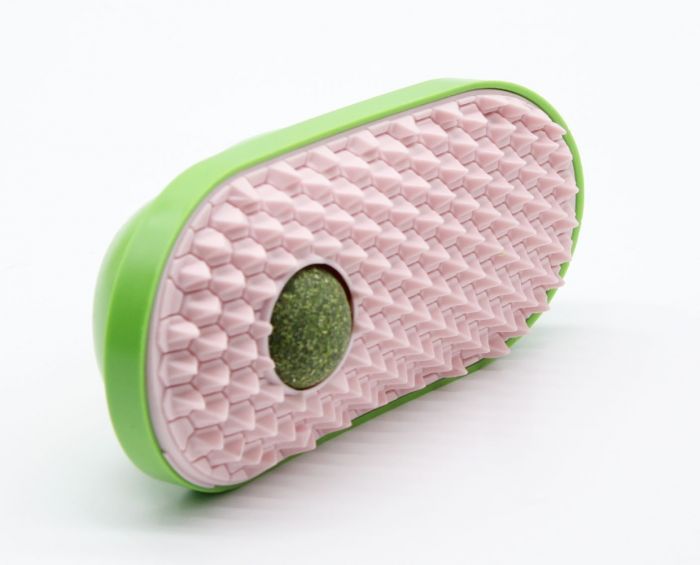 Масажна щітка-чесалка з кулькою мататабі Зелено-рожева 
