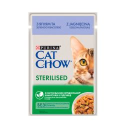 Cat Chow Sterilised консерва для стерилізованих котів із ягням і зеленою квасолею, 85 г 85 г