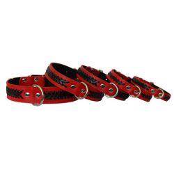 Нашийник з підкладом + заплет червоний 46-57 см
