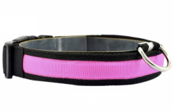 Нашийник для собак, рожевий нейлоновий з USB, 2,5 см  41-52 см Рожевий.