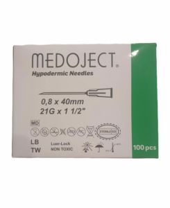 Голка Medoject інєкційна стерильна 21G (08x40 мм) 100 зелена  