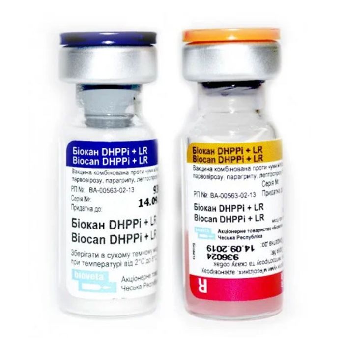 Біокан DHPPI + LR вакцина для собак, Bioveta Біокан ДНРРІ + LR (чума, гепатит, парвовіроз) Bioveta, Чехія