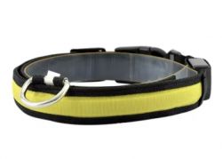 Нашийник USB нейлон жовтий, що світиться, XL (2,5 см42-56 см) 
