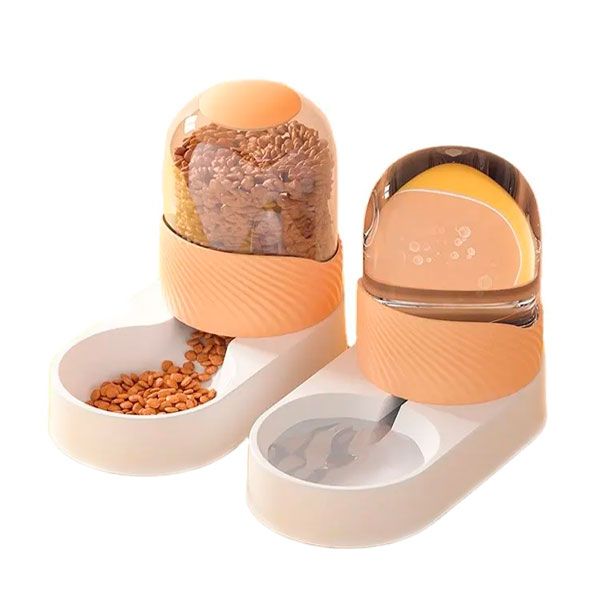 Набір автогодівниця + автопоїлка 3л, 33х16х24 см Біло-бежева