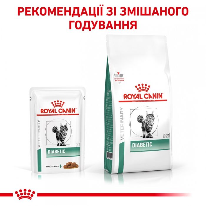 АКЦІЯ Royal Canin Diabetic Feline Pouches вологий корм для кішок при цукровому діабеті 8+4 по 85 г 