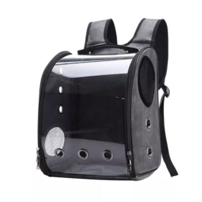 Рюкзак-переноска прозорий для перенесення тварин, шкіра, 32х41х28см Черный
