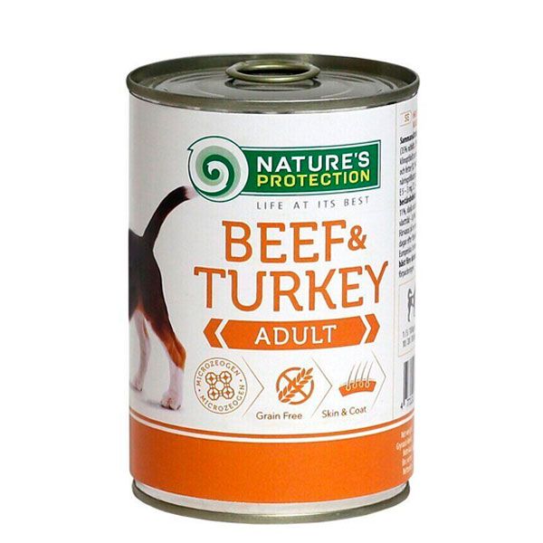 Консерва для собак Natures Protection Adult BeefTurkey з телятиною та індичкою, 400 г 