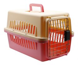 Переноска IATA з металевими дверима рожево-бежева до 20 кг (55x36x35 см) 