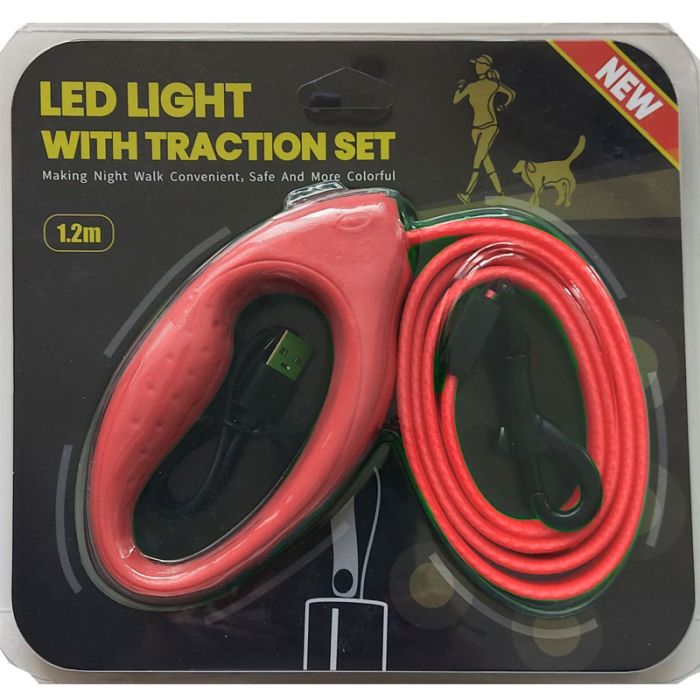 Повідець плоский світловий 1,2 м CTY-018 Червоний