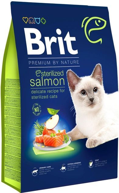 Brit Premium by Nature Cat Sterilized Salmon Сухий корм для стерилізованих котів з лососем 1.5 кг 