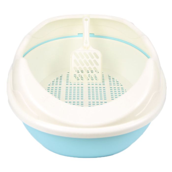 Туалет для кішок з високим бортом з лопаткою і сіткою 523820см Бірюза