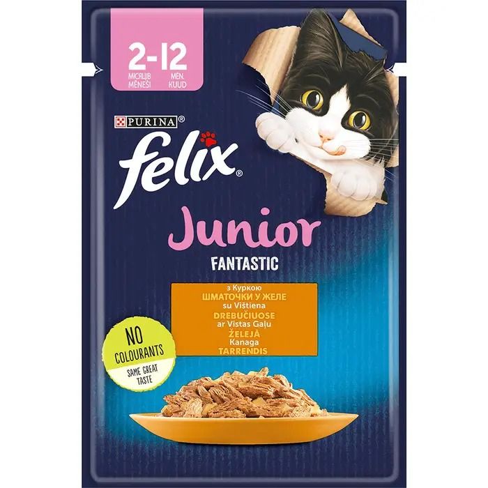 АКЦІЯ Felix Fantastic Junior вологий корм з куркою для кошенят 85 гр 