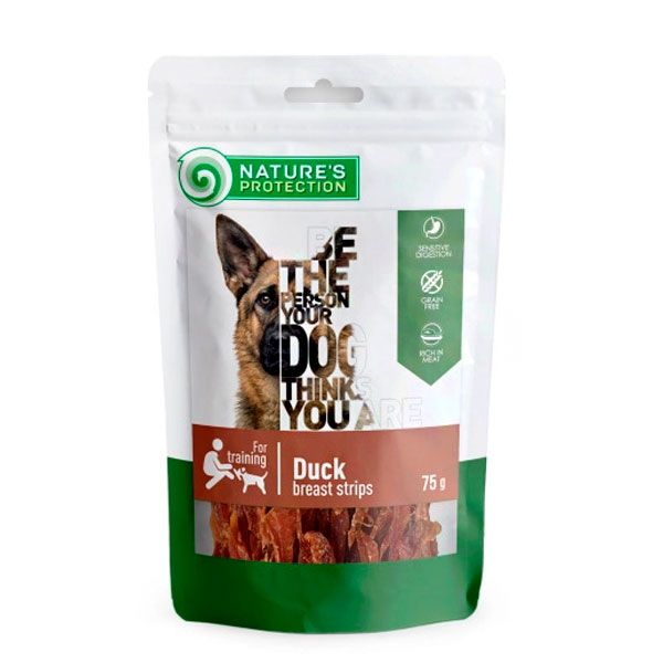 Ласощі для собак Natures Protection Dog Snacks Duck Breast Strips смужки з качиної грудки, 75 г 
