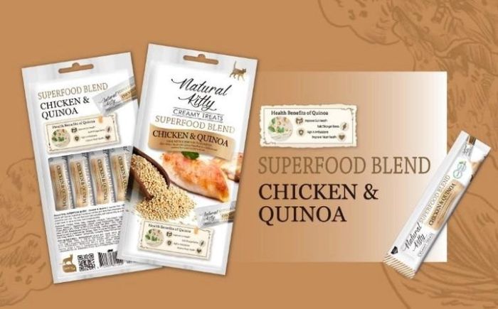 Ласощі Natural Kitty Creamy Treats для кішок зі смаком курки та кіноа 4 шт по 12 гр 