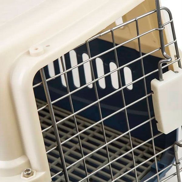 Переноска IATA з металевими дверима синьо-бежева до 30 кг (67x47x46 см)