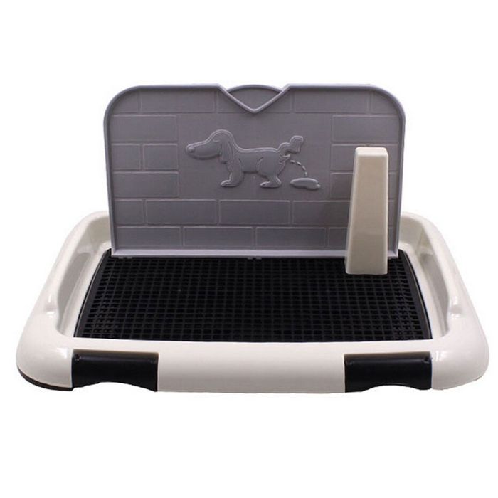 Туалет для собак під пелюшку зі стінкою 46х36см Біло-сірий