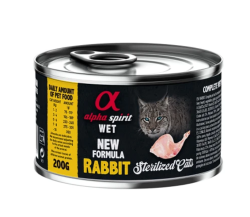 Вологий корм Alpha Spirit Rabbit Complete для стерилізованих котів, з кроликом, 200 г AS Rabbit for sterilizedКонсерва дкотів АС Реббіт Стерілайзд Кет 200г 1315