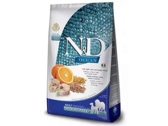 Farmina ND Low Grain Ocean Adult Medium  Maxi Сухий корм з тріскою та апельсином для дорослих собак середніх та великих порід 2,5 кг