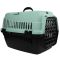 Переноска для тварин мятно-чорна пластик 55х39х36 см до 8 кг