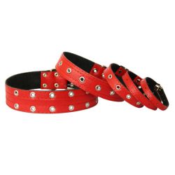 Нашийник для собак Шкіряний безрозмірний, червоний 23-59 см
