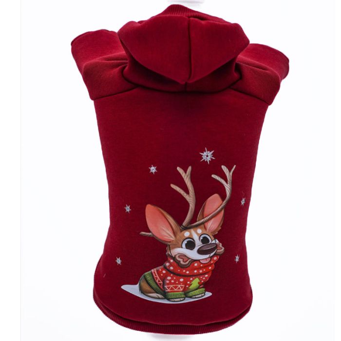 Олень світшот для собак дівчаток трикотаж на флісі Бордо M