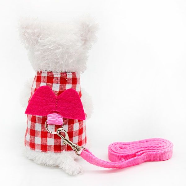 Шлея+повідець Червона клітинка для гризунів M 