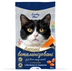 Ласощі для котів вітамінізовані з лососем, 30 г 60 штуп