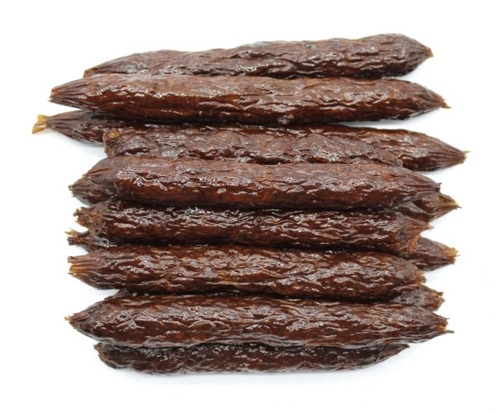 Сосиски сухі яловичина+яловича печінка 12 см 