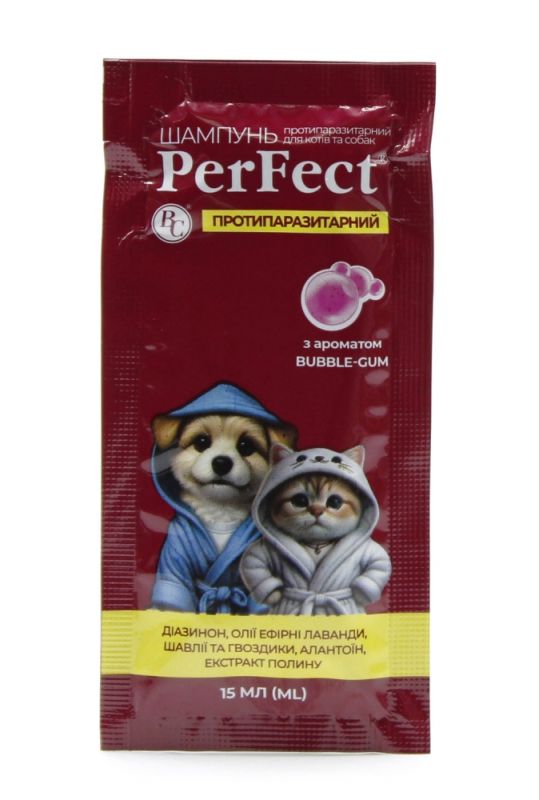 PerFect Шампунь протипаразитарний для котів та собак саші 15 мл. 