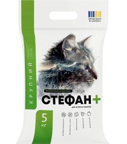 Наповнювач бентонітовий Стефан+, для котів, 4,5 кг зелений, крупний, 2,5-5 мм
