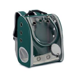 Рюкзак-переноска прозорий для перенесення тварин, шкіра, 30х36х20см Зелений 