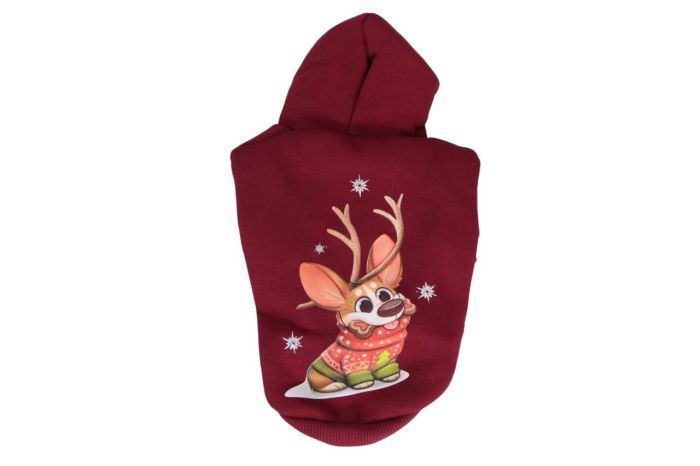 Олень світшот для собак дівчаток трикотаж на флісі Бордо XS