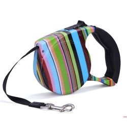 Рулетка для собак 5м15кг з гумовою ручкою стрічка фіксатор Веселка